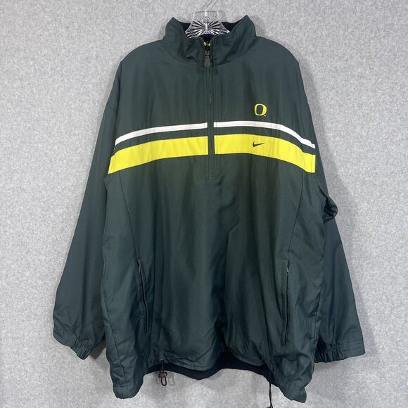 Nike Team Oregon Ducks Jacket Pullover Mens X-Large NCAA Football 1/4 Zip Anorak